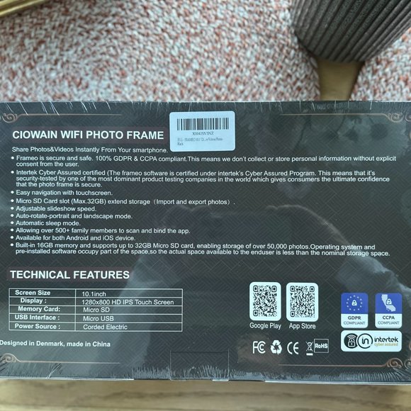 NIB CIOWAIN 10.1-inch WiFi Digital Photo Frame 1280x800 HD IPS Touchscreen 16GB - Picture 2 of 6